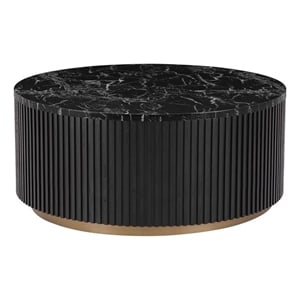 American Home Classic Finn Faux Marble & Wood Coffee Table in Black
