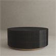 American Home Classic Finn Wood Coffee Table with Brass Base in Black