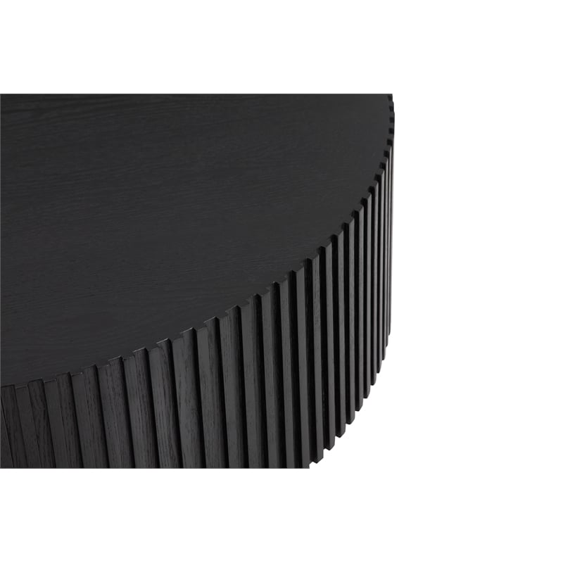 American Home Classic Finn Wood Coffee Table with Brass Base in Black