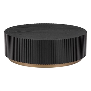 American Home Classic Finn Wood Coffee Table with Brass Base in Black