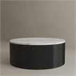 American Home Classic Finn Faux Marble & Wood Coffee Table in White/Black