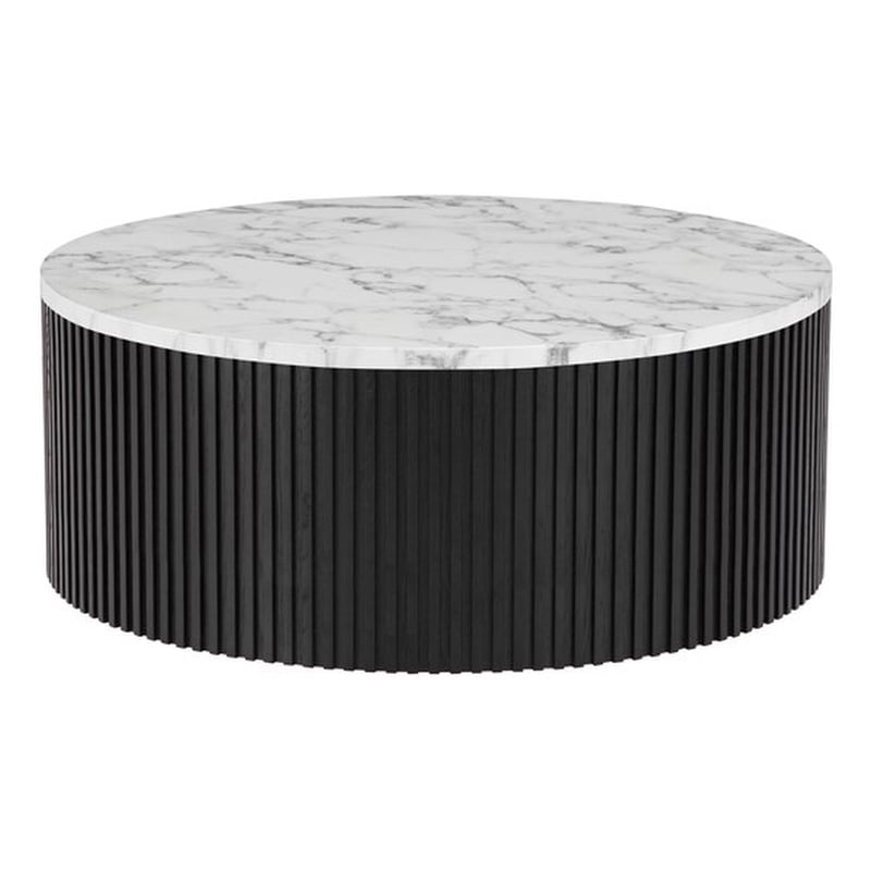 American Home Classic Finn Faux Marble & Wood Coffee Table in White/Black