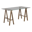 Brady Desk  Small Brass with Tinted Glass