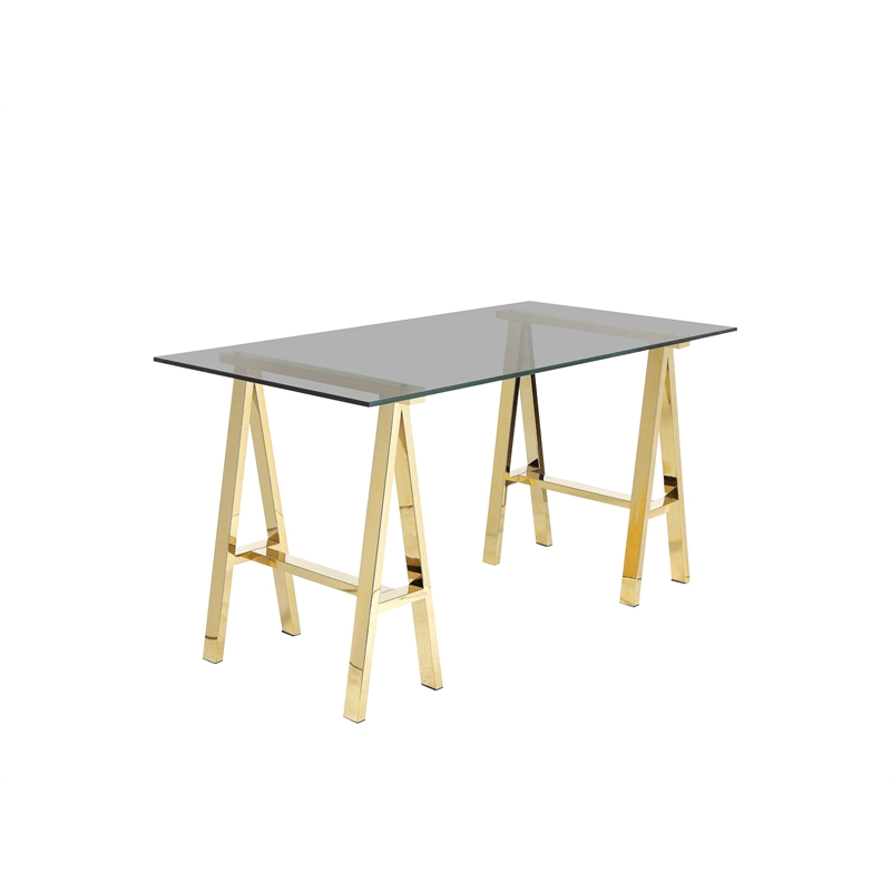 Brady Desk  Small Gold with Tinted Glass