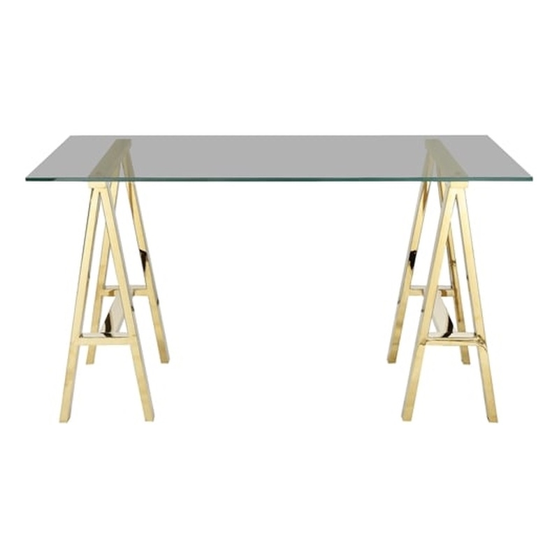 Brady Desk  Small Gold with Tinted Glass