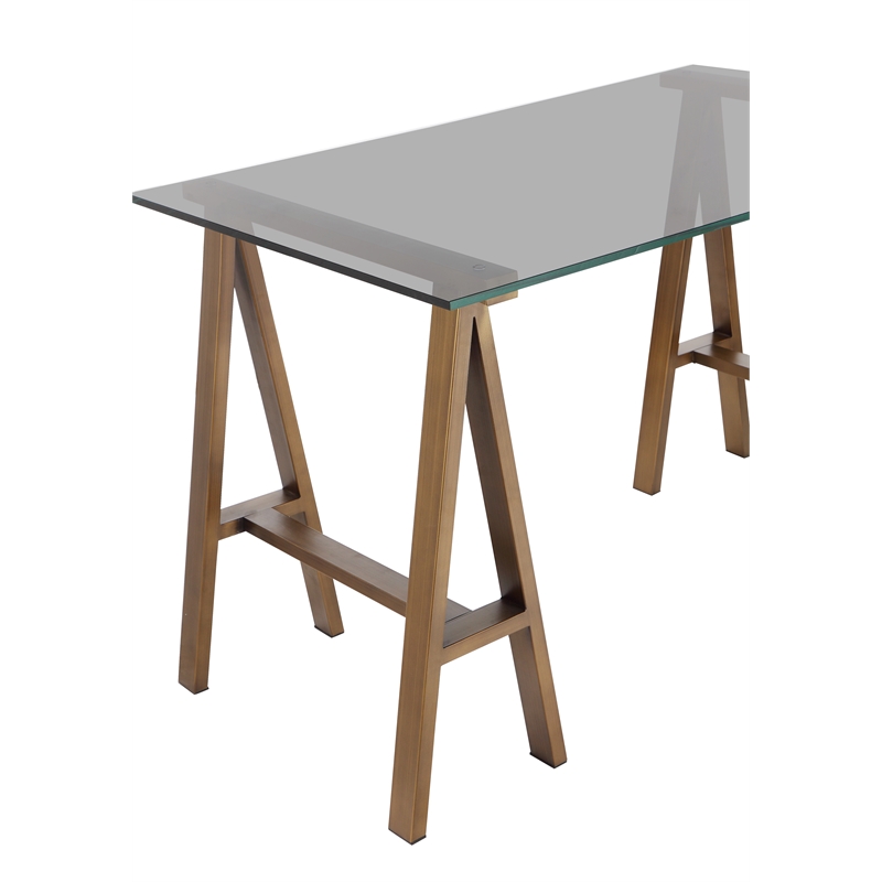 Brady Desk  Extra Small Brass with Tinted Glass