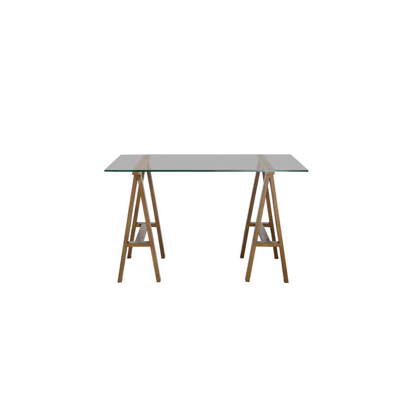 Brady Desk  Extra Small Brass with Tinted Glass
