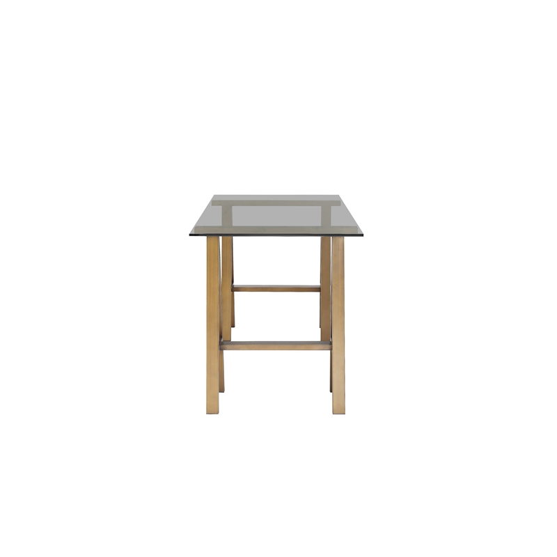 Brady Desk  Extra Small Brass with Tinted Glass