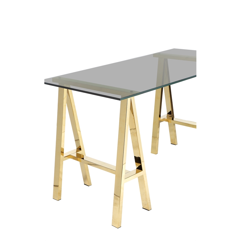 Brady Desk  Extra Small Gold with Tinted Glass