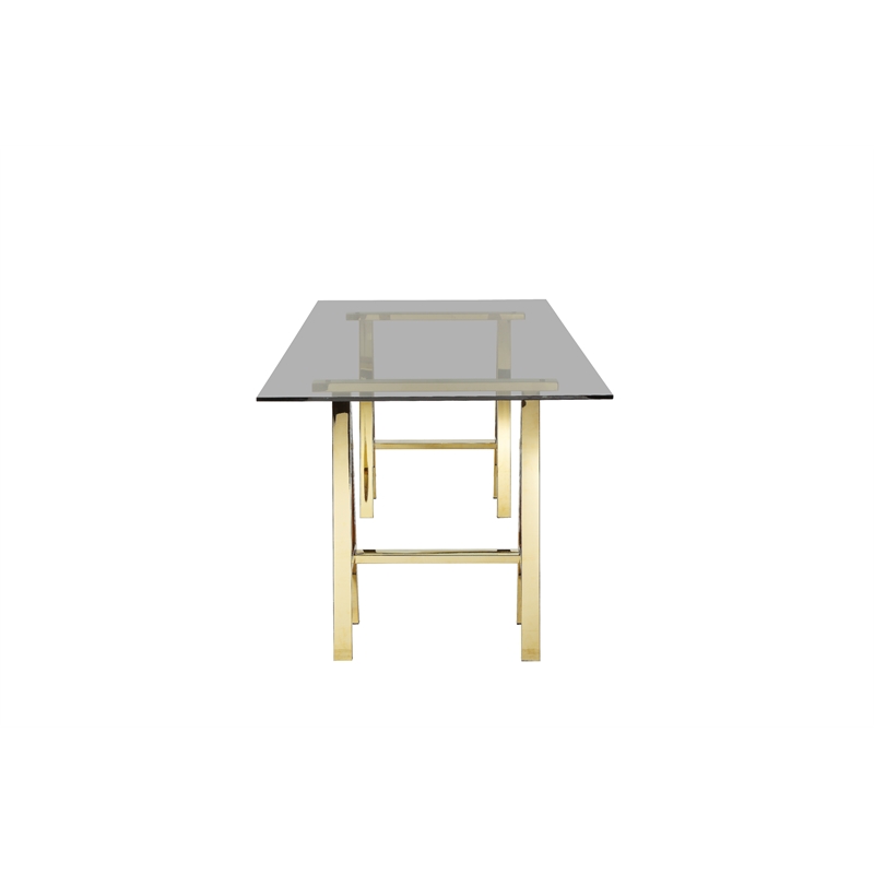Brady Dining Table Gold with Tinted Glass