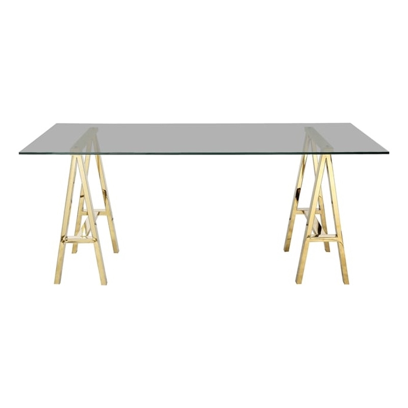 Brady Dining Table Gold with Tinted Glass