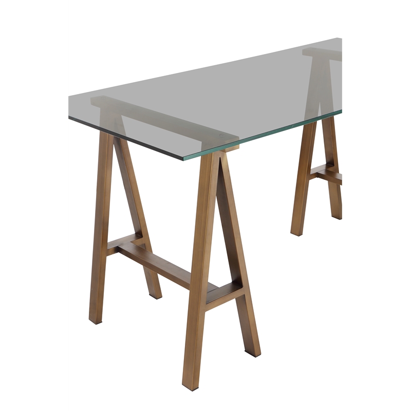 Brady Small Dining Table Brass with Tinted Glass