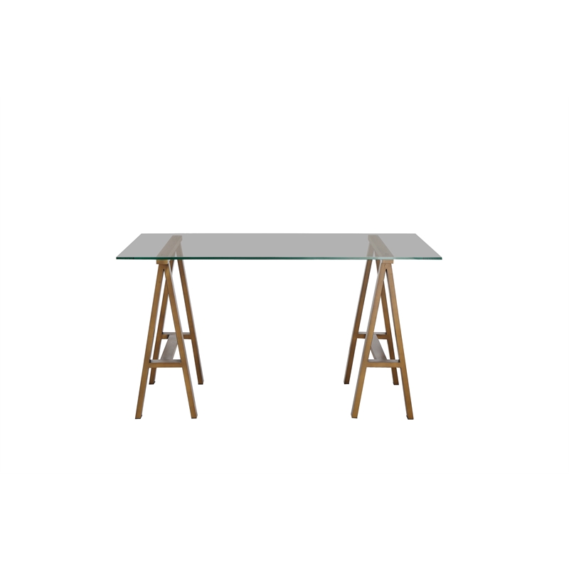 Brady Small Dining Table Brass with Tinted Glass