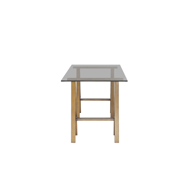 Brady Small Dining Table Brass with Tinted Glass