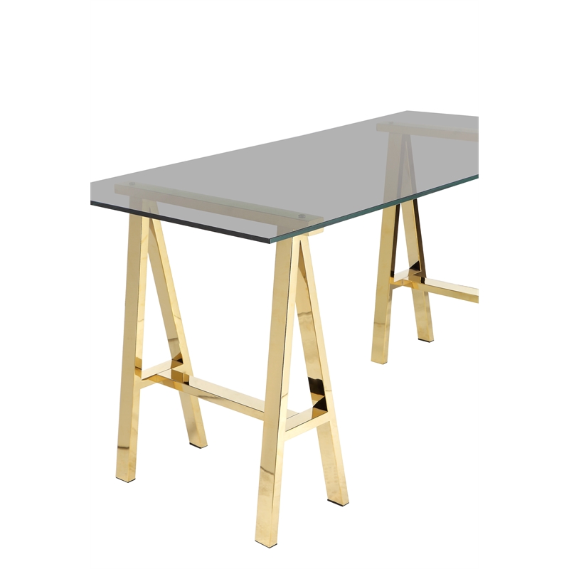 Brady Small Dining Table Gold with Tinted Glass