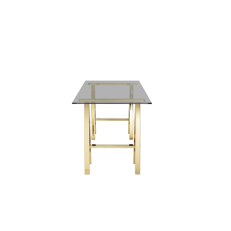 Brady Small Dining Table Gold with Tinted Glass