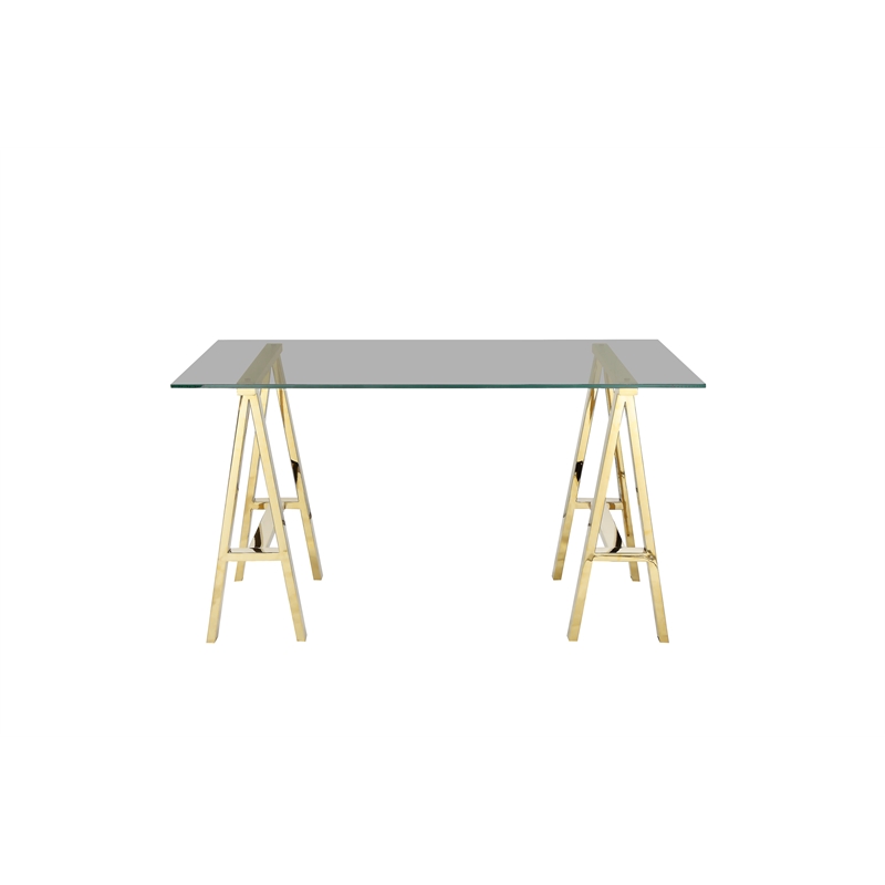 Brady Small Dining Table Gold with Tinted Glass