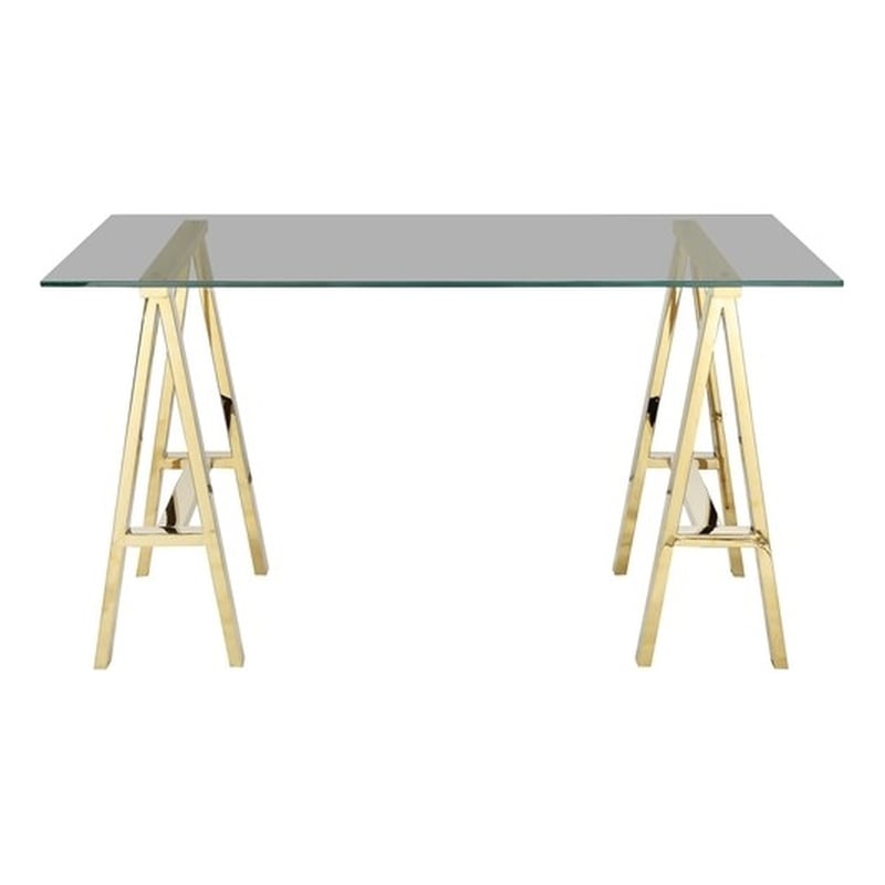 Brady Small Dining Table Gold with Tinted Glass