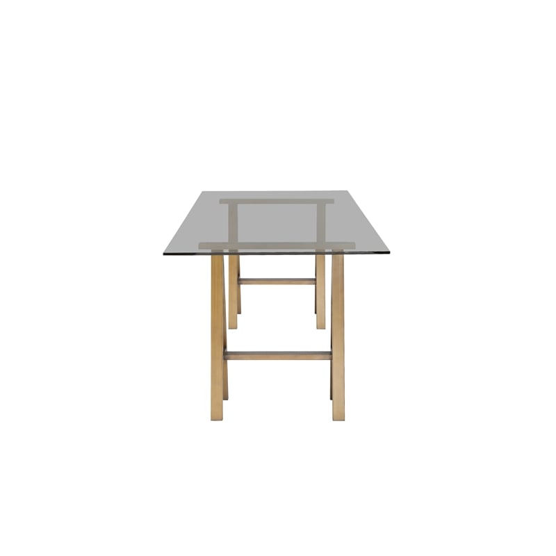 Brady Desk Brass with Tinted Glass