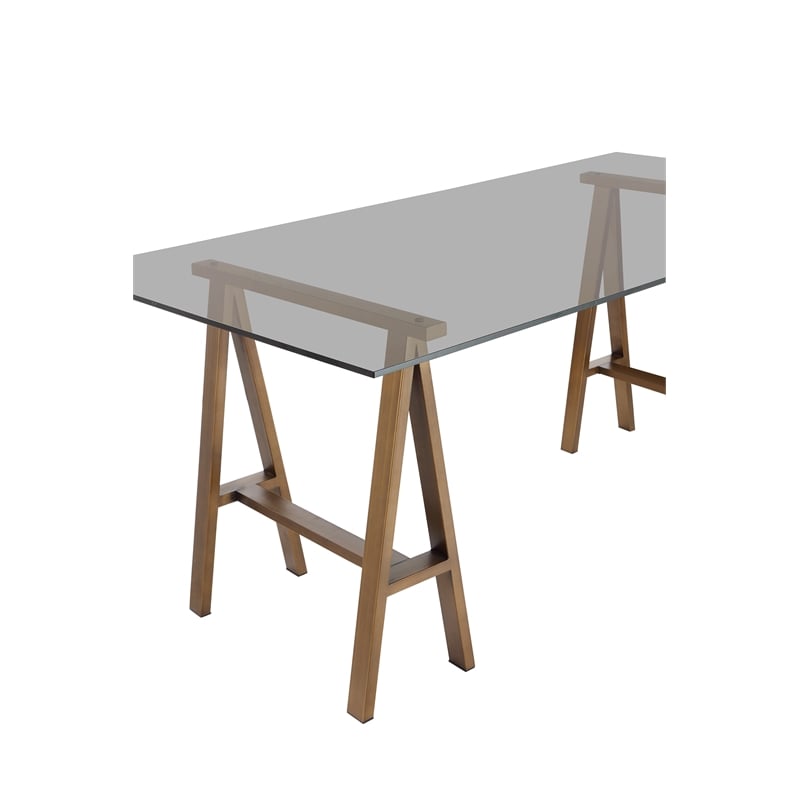 Brady Desk Brass with Tinted Glass