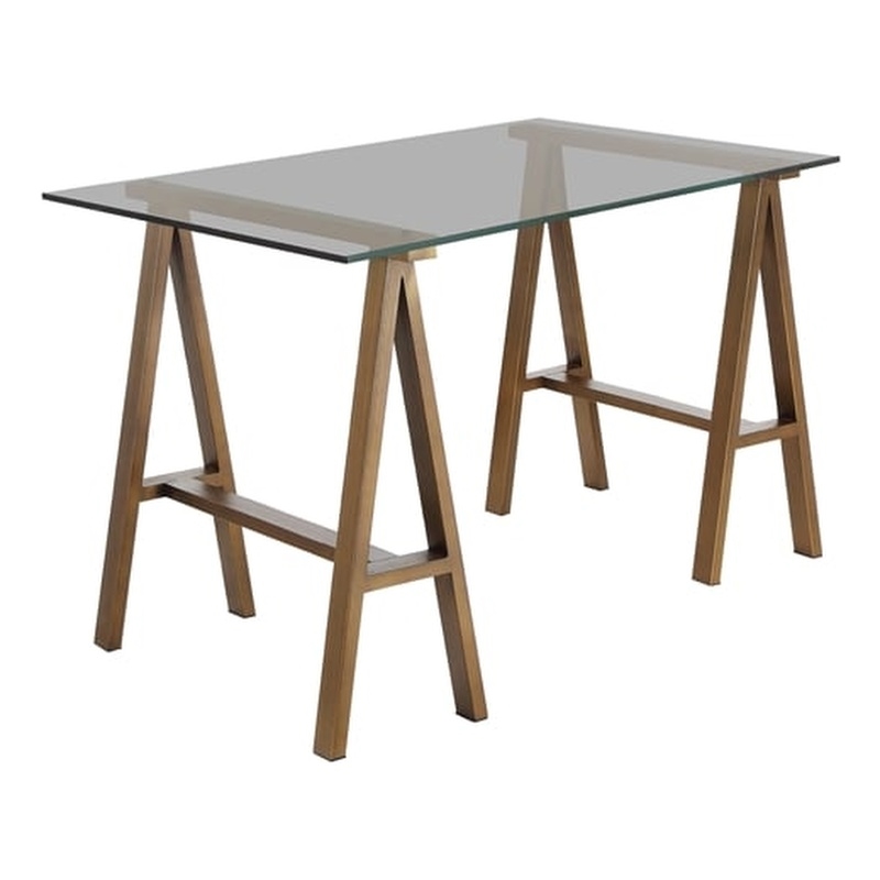 Brady Dining Table Extra Small Brass  with Tinted Glass
