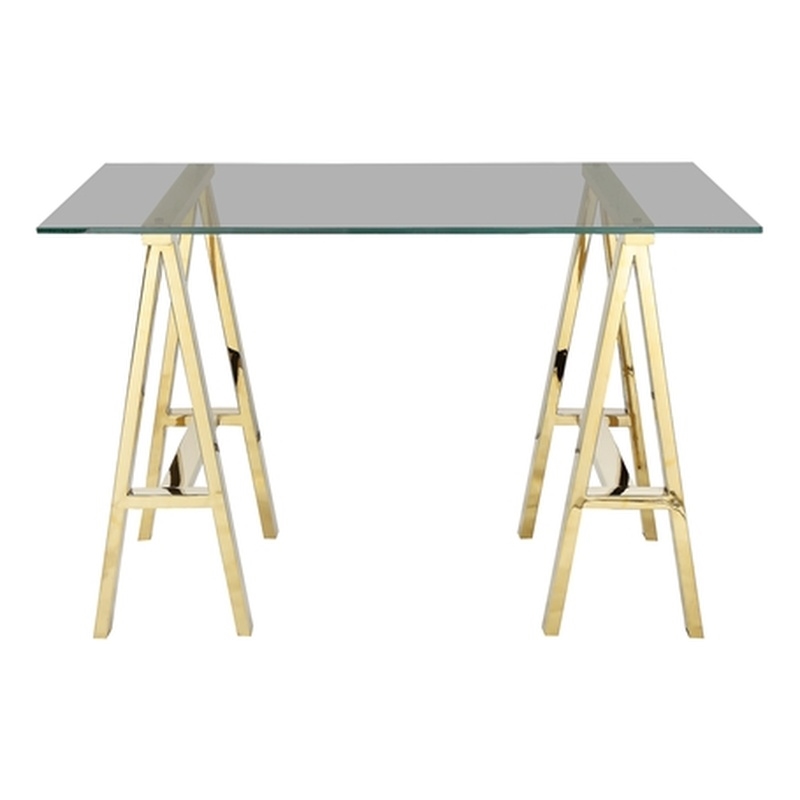 Brady Dining Table Extra Small Gold with Tinted Glass