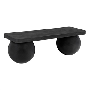 American Home Classic Dani 47&quotW Concrete Stone Large Bench in Black