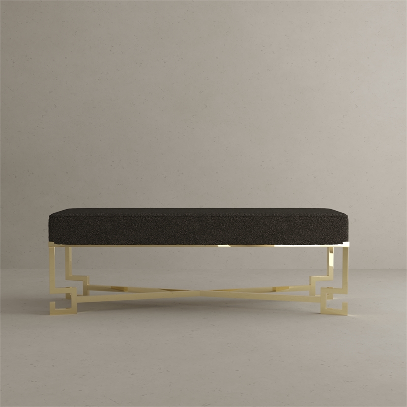 American Home Classic Sophia Bench in High Polish Gold/Black Boucle