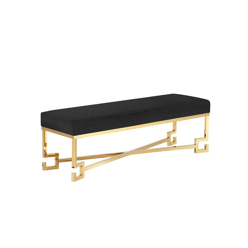 American Home Classic Sophia Bench in High Polish Gold/Black Boucle