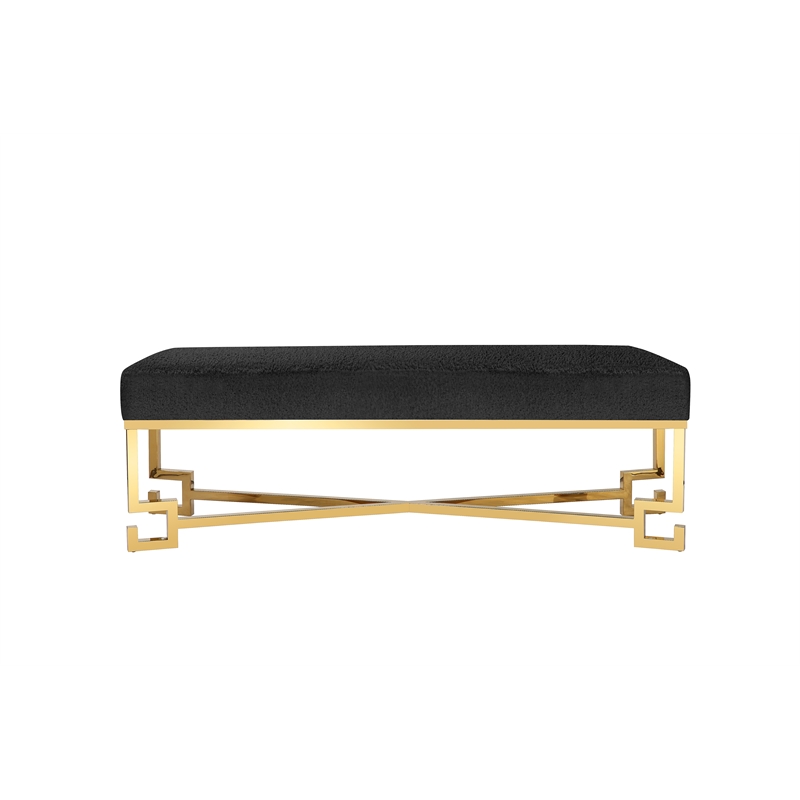 American Home Classic Sophia Bench in High Polish Gold/Black Boucle