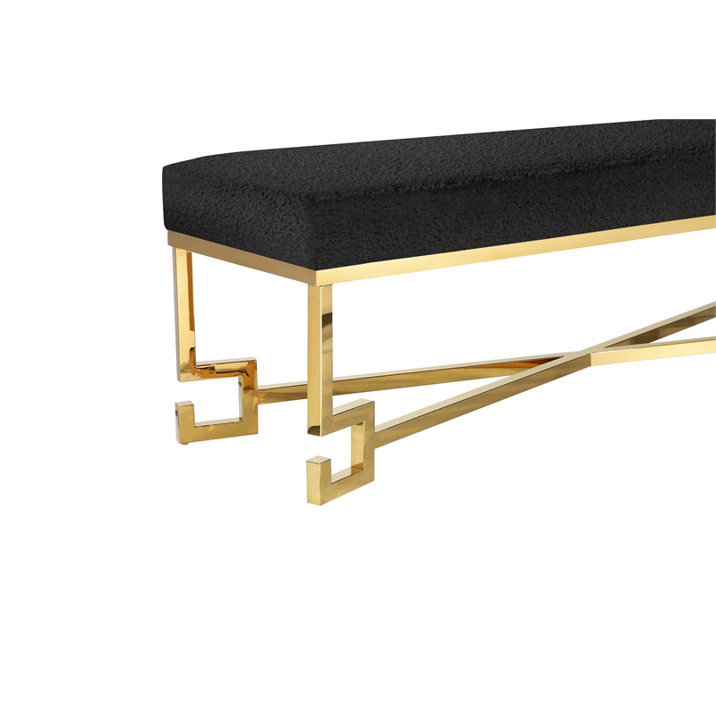 American Home Classic Sophia Bench in High Polish Gold/Black Boucle