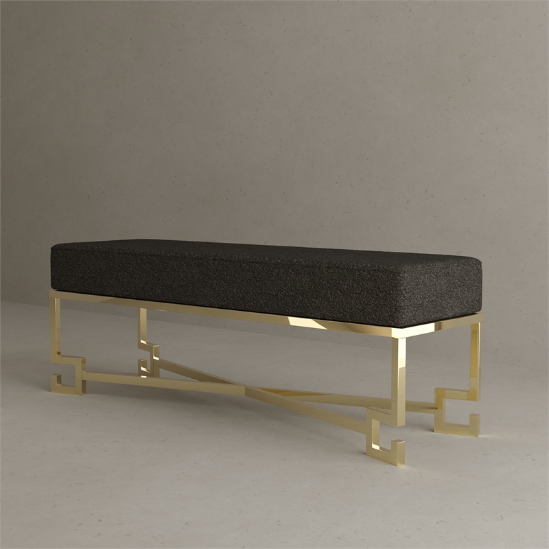 American Home Classic Sophia Bench in High Polish Gold/Black Boucle