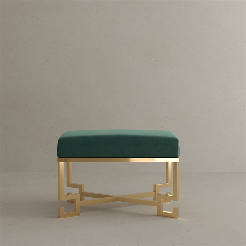 Sophia Stool in High Polish Gold and Green Velvet