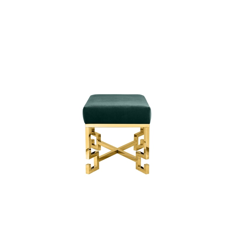 Sophia Stool in High Polish Gold and Green Velvet