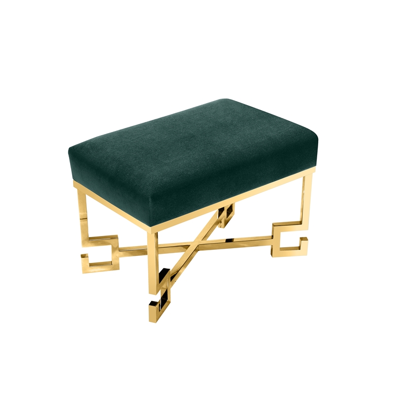 Sophia Stool in High Polish Gold and Green Velvet