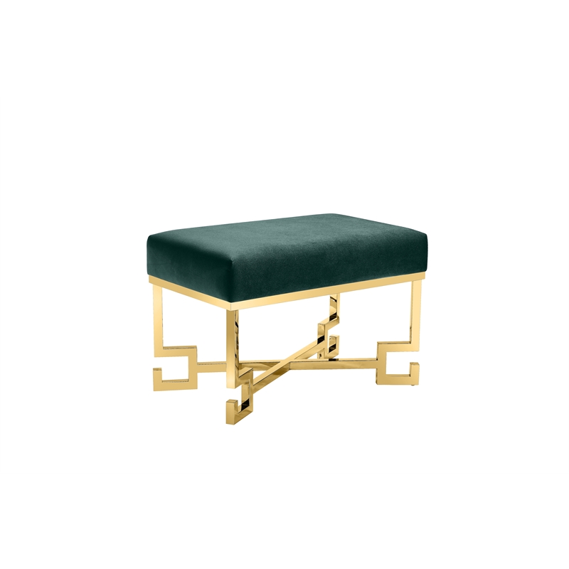Sophia Stool in High Polish Gold and Green Velvet