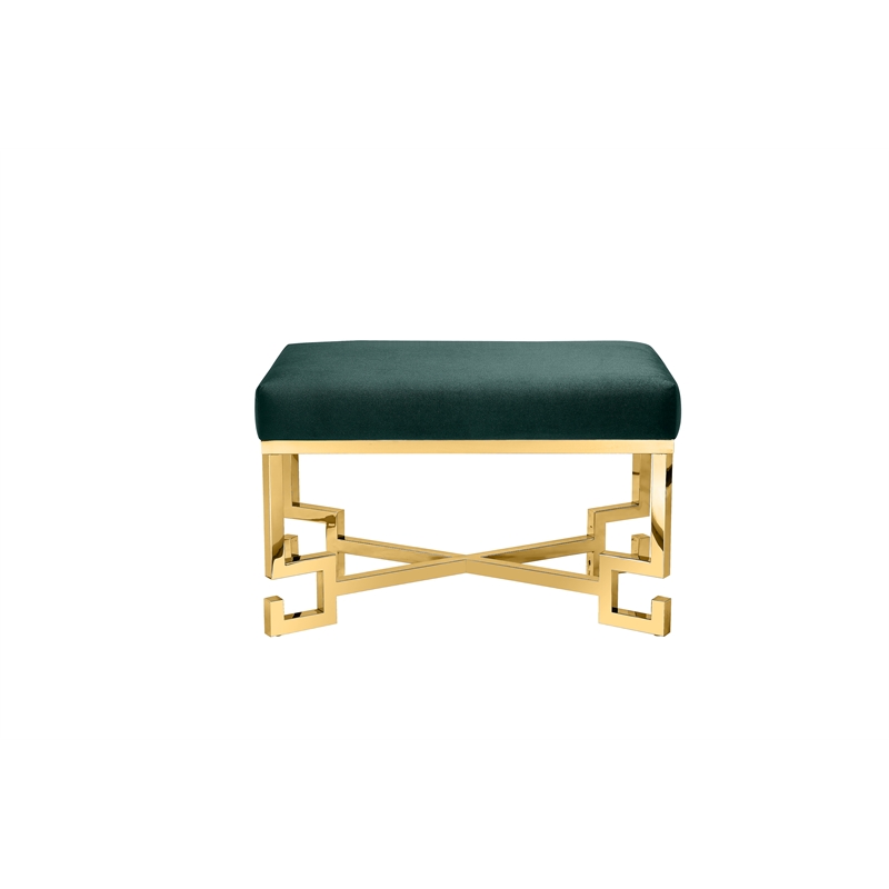Sophia Stool in High Polish Gold and Green Velvet