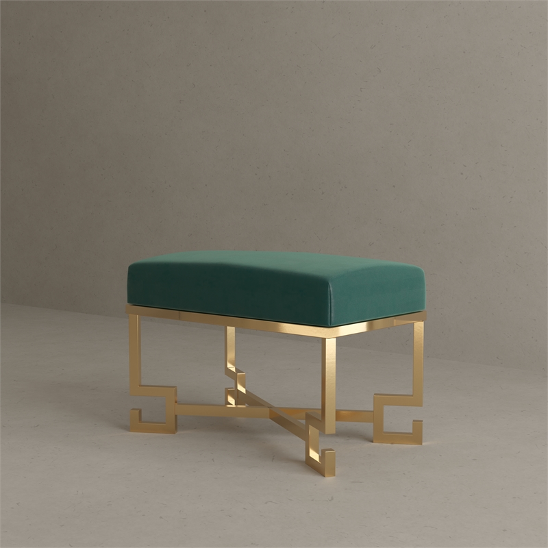 Sophia Stool in High Polish Gold and Green Velvet