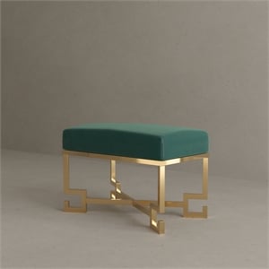 Sophia Stool in High Polish Gold and Green Velvet