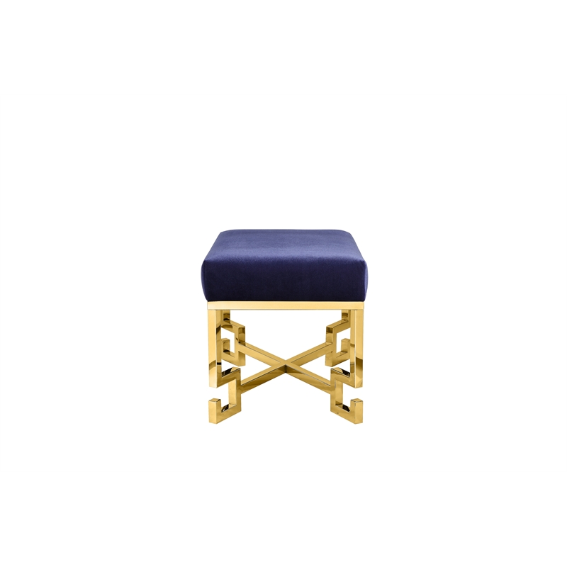 Sophia Stool in High Polish Gold and Navy Velvet