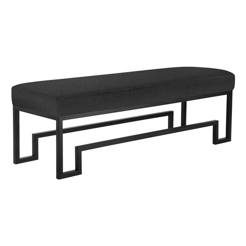 American Home Classic Laurence Steel Bench in Matte Black/Black Boucle