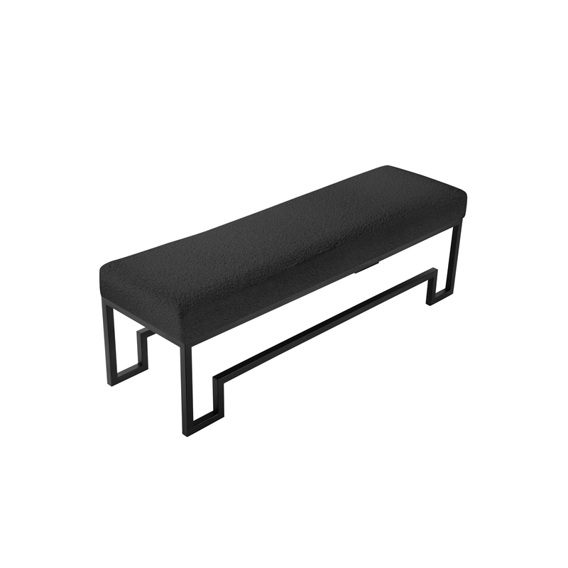 American Home Classic Laurence Steel Bench in Matte Black/Black Boucle