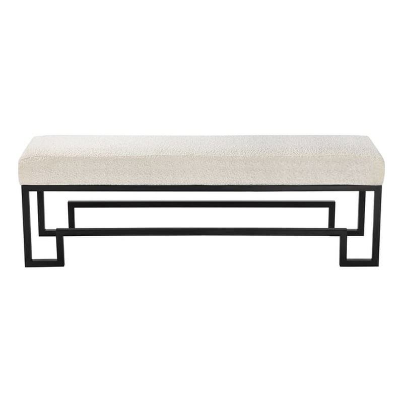American Home Classic Laurence Steel Bench in Matte Black/Ivory Boucle