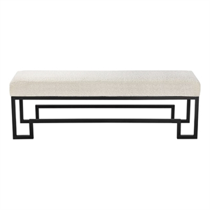 American Home Classic Laurence Steel Bench in Matte Black/Ivory Boucle
