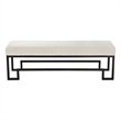American Home Classic Laurence Steel Bench in Matte Black/Ivory Boucle