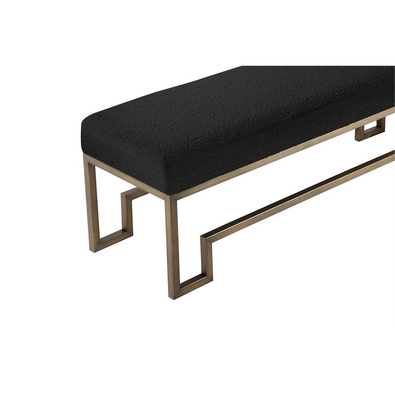 American Home Classic Laurence Steel Bench in Brushed Brass/Black Boucle