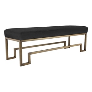 American Home Classic Laurence Steel Bench in Brushed Brass/Black Boucle