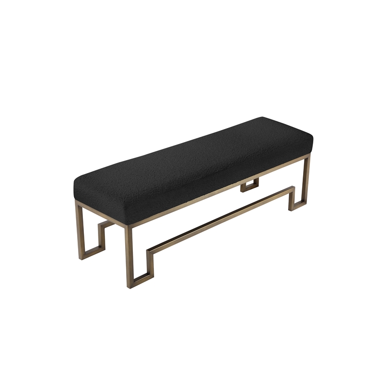 American Home Classic Laurence Steel Bench in Brushed Brass/Black Boucle