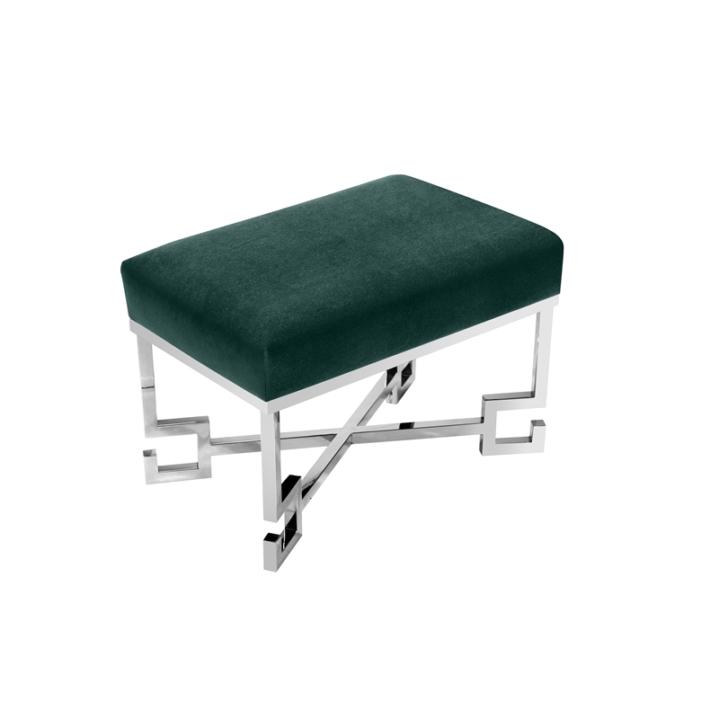 Sophia Stool in High Polish Steel and Green Velvet