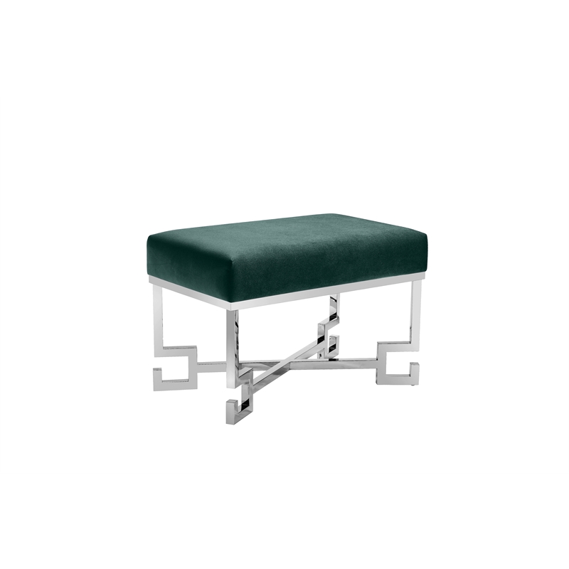 Sophia Stool in High Polish Steel and Green Velvet